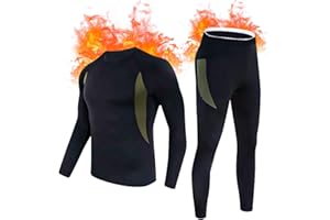 Hereneer Ropa Interior Térmica Hombre, Invierno Conjunto Termico Hombre Deportes Ropa Set de Ropa Térmica para Hombre Camiseta Térmica Hombre Deportes Conjuntos Ropa Interior Funcional