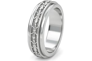 TJC Fidget Ring - 925 Sterling Silver Anxiety Rings - Spinner Rings for Women & Men - 360° Spinning Rotatable Ring to Relieve Stress & Worry in Platinum, 18K Yellow Gold Vermeil & Rose Gold Plating