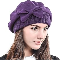 Bonnet Satin Cheveux Nuit Béret En Laine Pour Femme Ruphedy - Style Français - Bonnet Hiver - Tour De Tête 20-22,5 Pouces Chapeau Homme