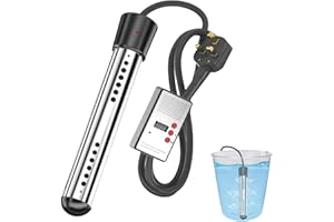 GINGER TECH Portable Water Heater 2000W, Fast Heating Swimming Pool Heater with 304 Stainless Steel and Digital LCD Thermometer, Heats 5 Gallons in Minutes, for Home Camping Bath Pool Outdoor