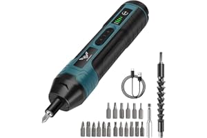 JENABOM Electric Cordless Screwdriver, 3.6V Rechargeable Screwdriver, 5N.m Max Torque, 4-Gear Torque, LED Light,18 Pcs, Ideal for Daily & Light Industrial Use
