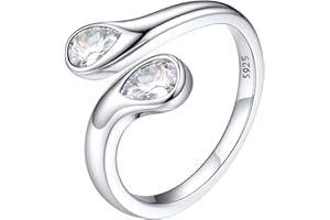 Silvora Bagues Femmes en Argent 925 Anneaux Ouvert Réglables avec Pierre de Naissance Douze Mois Type de Larme Alliance Bijoux Cadeau pour Soeur Maman Bague Fille avec Boîte Gratuit