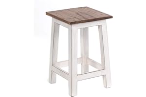 DESIGN DELIGHTS Sgabello in legno russo MADERO | 48 x 30 x 30 cm (altezza x larghezza x profondità), legno riciclato, sgabello in legno, colore: 06 bianco