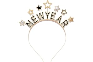 CHARFIA Happy New Year - Cerchietto per capelli di Capodanno, 2025, per capodanno, per adulti, Capodanno, per adulti, Capodanno, per donne, uomini, bambini, cerchietto con stelle, accessori regalo