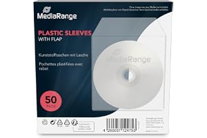 MediaRange plastfickor för 1 skiva, med flik, transparent, 50-pack