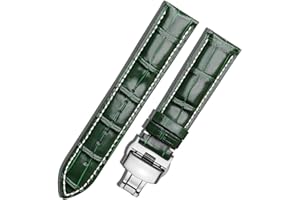 MUENShop Cinturini di Ricambio Vera Pelle Cinturino Barre Rapido Rilascio Fibbia Pieghevole Nero/Marrone/Blu 18mm 20mm 22mm 24mm per Uomo/Donna