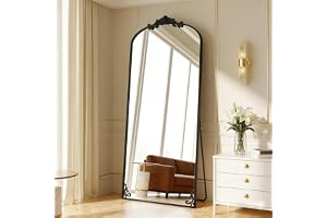 M&Catree Barock Speglar Vintage Välvd Helkropp Splittersäker Spegel för Vardagsrum och Sovrum - Svart, 179 x 69 cm
