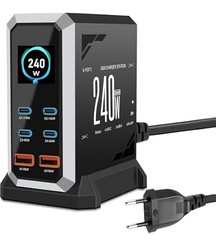 8-poorts Desktop USB-laadstation Met LED-display QC3.0 PD3.0 Snel