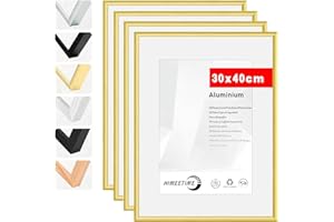 HIMEETIME® 4x 30x40 cm cadre photo en aluminium doré en plexiglas haute résolution pour décoration murale ou galerie d'exposition