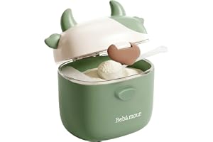 Bebamour Baby Milk Powder Dispenser Söt mjölkko bärbar mjölkpulverförvaringsbehållare för utomhusresor Lufttät matsnackbox med lock, utjämnare och sked,460ml