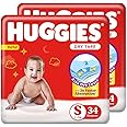 Huggies Dry Tape | Adjustable Tape Style Diapers, Small (S) Size (4-8 Kgs), Combo Pack of 68 | Up To 2X Faster Absorption, Up To 12 Hours Overnight Absorption