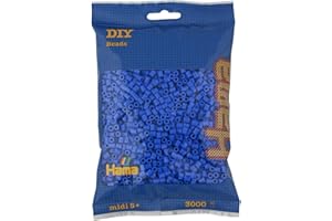 Hama Perline 201-09 - Sacchetto di perline con circa 3.000 perline colorate per fai da te con diametro di 5 mm, in azzurro, divertimento creativo per bambini a partire dai 5 anni, blu chiaro