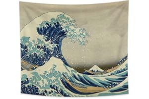 YONGFOTO 180x160cm Giapponese Ukiyo-E arazzo Grande onda Appeso a parete Barca di Kanagawa Tapestry per portico Impiccagioni Decor Soggiorno Dormitorio Copriletto Arte muraria