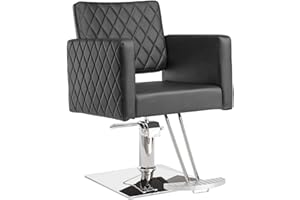 ‎LEADZM LEADZM Professioneller Friseurstuhl mit 360° Drehung und hydraulischer Pumpe, Barberstuhl Höhenverstellbar, Kapazität 250 kg Frisörstuhl für SPA Schönheit (Schwarz)