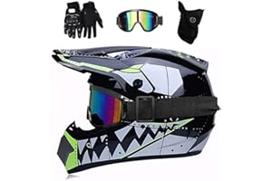 FASXZVM Juventud Niño ATV Casco de Motocross, con Gafas Mascarilla Guantes, Cara Completa MTB Enduro Karting Casco de Moto, Unisexo BMX Carreras Quad Dirt Bike Chocar Casco