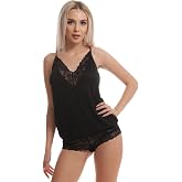 Mimmi Love Dantel Detaylı Seksi Gecelik, V Yaka, Siyah, Halter Model