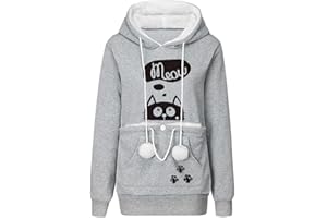 CENLANG Womens Pet Pouch Hoodies Dog Cat Holder Carrier Sweatshirt Big Kangaroo Pocket Pullover Long Sleeve Hoody Tops Hoodie