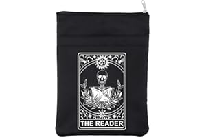 BAUNA The Reader Book Sleeve Tarocchi Card Reader Inspired Book Cover Bookish regalo per gli amanti dei libri regalo lettura regalo gotico romantico regalo scheletro cerniera sacchetto (BL Reader BM)