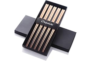 Buyer Star 5 Paires Chopsticks coréennes Or Rose Acier Métal Baguettes réutilisables Longueur 9" Acier Inoxydable 304 18/10