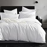 Aisbo Housse de Couette 220x240 Blanche - Parure de Lit 2 Personnes en Microfibre avec Fermeture Éclair, Parure Housse Couett