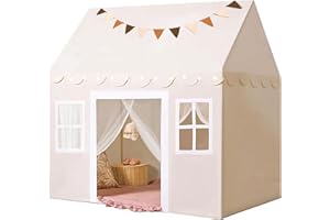 G TALECO GEAR Kinderzelt mit gepolsterter Matte,Dekoration und LED-Lichtern,Kinderzelt, Spielhaus für Kinder,Innenbettzelt für Kleinkinder,Spielzimmermöbel in neutralen Farben