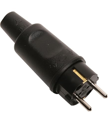 Legrand Stecker & Verlängerung – 2-polig Mit Erdung, 16 A, Schwarz, IP44, Gummiausgang Rechts