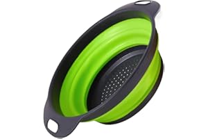 EZRANOVA Passoire de cuisine pliable en silicone - Pour l'évacuation des pâtes, fruits (vert)