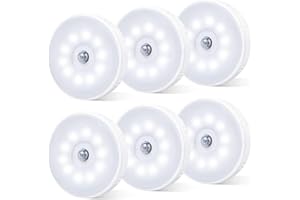 innolife 6 Pack Motion Sensor Lights Indoor,10 LEDs Smart Night Light Battery Operated USB Rechargeable,Adhesive Lamp with Magnetic Base for Stair,Living Room,Hallways,Closets, Kitchen, Under Cabinet