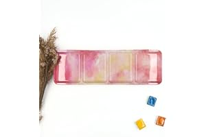 My Rock Way Palette de Peinture Taille Moyenne Summer Time 24 Couleurs en métal avec 26 Demi-Godets, Palette de mélange et Anneau de Pouce. Boîte d'aquarelle de Voyage, Parfait pour Un Cadeau.