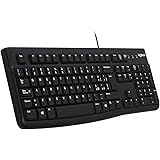 Logitech K120 Tastiera Cablata Business per Windows/Linux, USB, Tasti ‎Silenziosi, Anti Schizzi, Barra Spaziatrice Curva, ‎PC