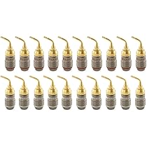 Nakamichi FanLock Excel Series 24k Placcato Oro Connettore A Forcella Spina A Banana 10 AWG - 18 AWG Calibro 4mm Per Altoparlanti Amplificatore Hi-Fi Cavo Connettore Rapido, 20 Pezzi (10 Paia