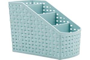 Fai Top Kosz do przechowywania, pudełko na kosmetyki, organizer, tworzywo sztuczne, pudełko do przechowywania na biurko, do biura, sypialni, blatu roboczego, domu, plastik, niebieski, 4 siatki