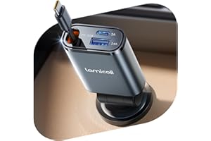 Lamicall 3 en 1 Chargeur Allume Cigare Voiture USB C - [75 CM Câble Type-C Rétractable] 50W Charge Rapide Chargeur Voiture avec USB-C/USB-A, 180° Pliable Prise 12V/24V pour iPhone, Android