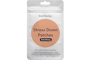 Kind Patches | Stress Down - Extra Strong | Stress, Anxiety & Balanced Cortisol Levels Support | Botanical Plant-Based Formula with Ashwagandha, Holy Basil & Adaptogens | 30 Vegan Patches