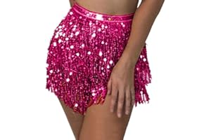 Zookey - Falda con borlas de Lentejuelas para Danza del Vientre, Bufanda de Cadera, Disfraz de Rave, Falda con Flecos para Mujeres y niñas
