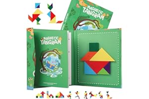 Maison Julia - Tangram Magnétique - Jeu Enfant dès 3 Ans - Jeu de Voyage Enfant - Casse Tete - Logique -Apprentissage Formes géométriques Couleurs - Cadeau Noël Anniversaire - Montessori 3 4 Ans.