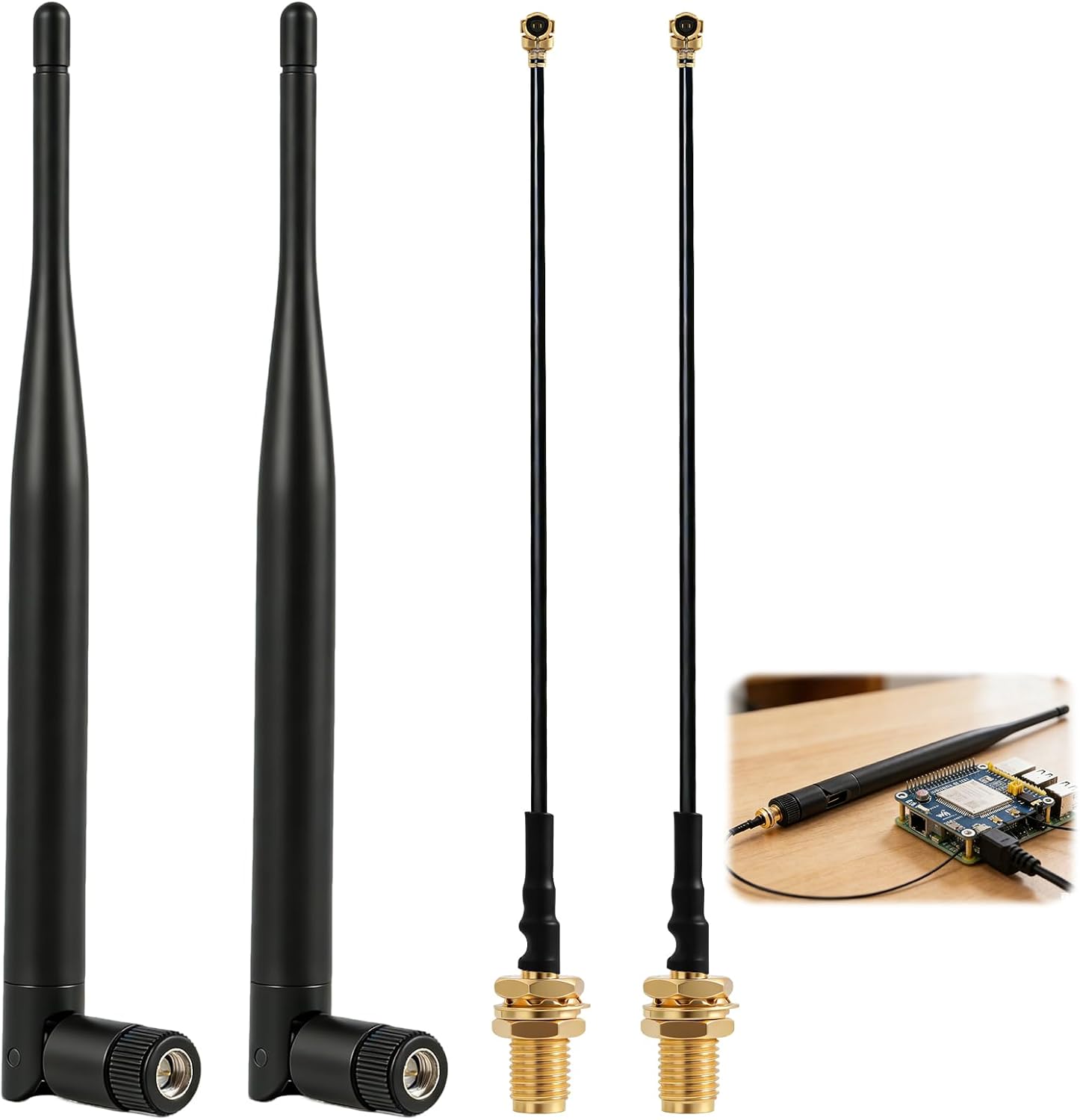 2 unidades de antena LoRa de 868 MHz, ganancia de 5 dBi, conector SMA omnidireccional con conector SMA hembra, adaptador de antena, cable adaptador de antena, para Meshtastic ESP32 LoRa OLED Board con