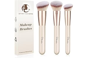 Start Makers Makeup Brushes 3PCS Set, Foundation, Contour, Concealer Brush for Liquid & Powder, Professional Vegan Synthetic Kabuki Brushes for Flawless Blending, Buffing & Setting