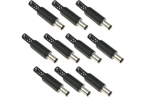 Switch Electronics Lot de 10 prises d'alimentation mâles de 2,1 mm x 5,5 mm, connecteur CC 9 mm court
