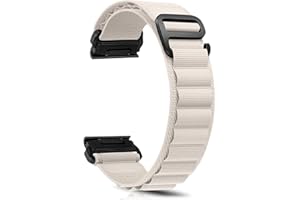 ZoRoll 22mm QuickFit Cinturino per Garmin Fenix E/Fenix 8 47mm/7/6 GPS/6 PRO GPS/5 Plus, Nylon G-Hook Regolabile Sportivo Bracciale per Garmin Epix (Gen 2)/Tactix 8 47mm/Descent G2 - Bianca