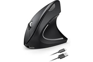 TECKNET Wiederaufladbar Ergonomische Maus Kabellos, 2.4G Optische Vertikale Maus Ergonomisch, 5 Einstellstufen bis 4800DPI, Leise Wireless Vertical Mouse mit 6 Tasten für Laptop, PC, Windows, Mac OS