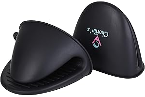 CHOFFIN`S Mini Guantes para Horno de Silicona Negro, manopla de Barbacoa, Cocina, Resistentes al Calor, agarraderas pequeñas
