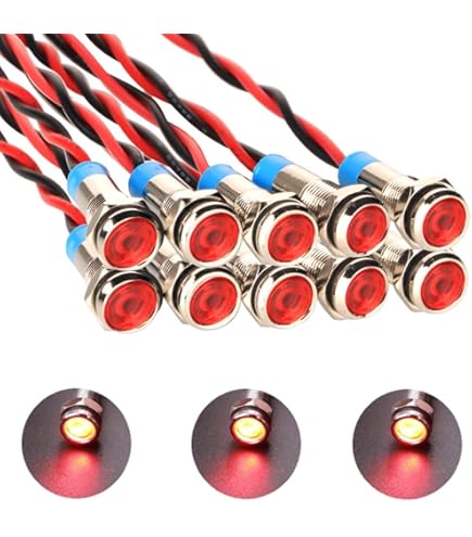 2 Spie LED In Metallo 12 Mm Con 180 Simboli Intercambiabili – Impermeabili IP67, Per Auto, Barche E Pannelli Industriali (luce Blu)