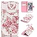 Produktbild CaseHome iPhone SE/5S/5 Hülle,Schutzhülle Tasche Leder Mit Kartenfach Magnetverschluss Standfunktion Slim-Schutzhülle Folio Schalen Fall Mit Karten-/Geldscheinfach Für Apple iPhone SE/5S/5-Rosa Rosen-Blumen