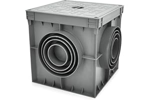 ELS Elektrotechnika Revisionsschacht Kontrollschacht Einlaufschacht Einlaufkasten Kanalschacht Hofablauf Abdeckung Entwässerung (200x200x200 mit Deckel) für Garten, Strasse, Hof