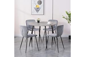 ‎GOLDFAN GOLDFAN Esstisch Rundes Retro-Design Runder Esstisch für Wohn- und Esszimmer Geeignet für 4 Personen Grau 80 cm