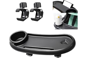DeJivsin Bandeja para Cochecito de bebé, Bandeja Universal para Cochecito, 3 en 1 con Clip Ajustable, Soporte para Bebidas, Adecuado para la Mayoría de Cochecitos con Reposabrazos
