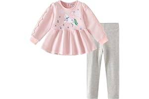 QHKEPW Girls Outfits Set Kids Clothes Cat Rainbow Love Heart Toddler Clothing Long Sleeve Sweatshirt T-Shirt Tops Leggings Trousers Round Neck 1-9 Years Old