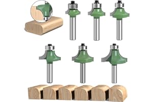 CHOONJIN 6 fresas redondeadas para fresadora, fresa redondeada, vástago de 8 mm, con rodamientos, carburo de tungsteno redondo sobre brocas, herramientas para trabajar la madera, para recortar madera
