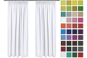 ‎ROLLMAYER Rollmayer Hersteller Hochwertig Vorhänge mit Bleistift Kollektion Vivid Blickdicht Uni einfarbig Gardinen Schal für Schlafzimmer Kinderzimmer Wohnzimmer Hotelvorhänge (Weiß 1, 135x240 cm - BxH)
